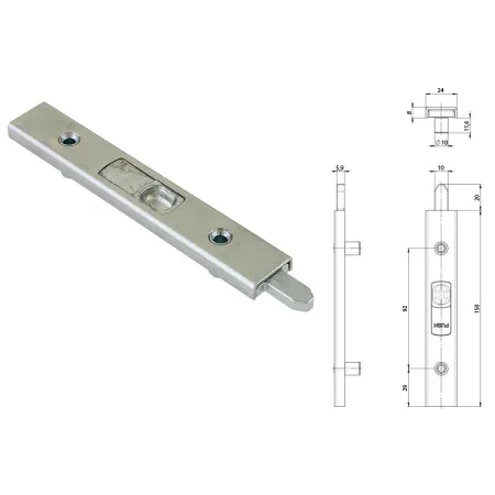 FUHR Rygiel drzwiowy U24x8x150 mm Srebrny