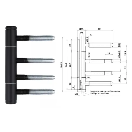 Otlav ZAWIAS OT 335 150 LAKIEROWANY 2 szt. Czarny
