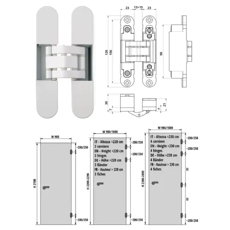 Otlav ZAWIAS WPUSZCZANY INVISACTA 230 3-D 60 KG  Biały