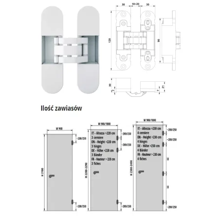 Otlav ZAWIAS WPUSZCZANY INVISACTA 300 3-D 60 KG Biały
