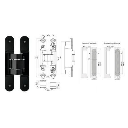 Otlav ZAWIAS WPUSZCZANY INVISACTA 310 3-D 120 KG (4 NASADKI) Czarny