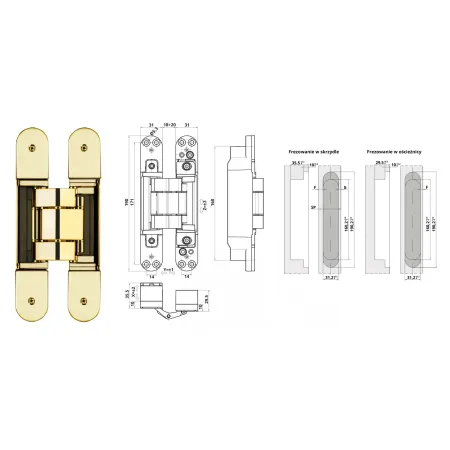Otlav ZAWIAS WPUSZCZANY INVISACTA 310 3-D 120 KG (4 NASADKI) Złoty