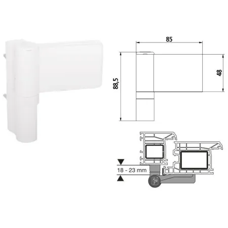 Dr.Hahn Zawias do drzwi PVC KT-SV 18-23 Biały
