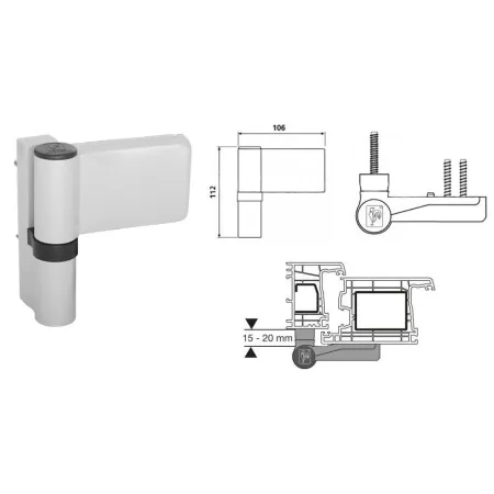 Dr.Hahn Zawias do drzwi PVC KTV 15-20 6R Srebrny