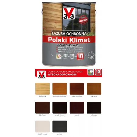 V33 Lazura Polski Klimat 10 lat 2,5L Dąb jasny