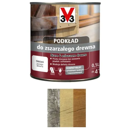 V33 Podkład do zszarzałego drewna 0,5L Jasne drewno