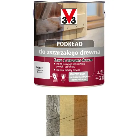 V33 Podkład do zszarzałego drewna 2,5L Jasne drewno