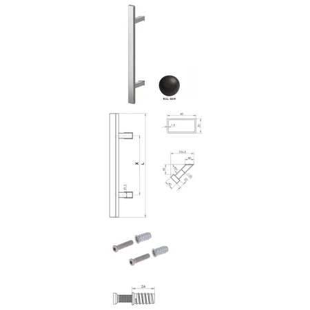 Wala  Pochwyt jednostronny Q45RX/Q10 aluminiowy, 40x20 mm, 380/580 mm + Mocowanie jednostronne MUFA do drewna BRĄZOWY 8019