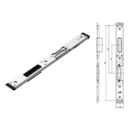 FUHR Zaczep zamka głównego RFH57579LX- lewy 4/U25x6,5 oś 13 mm Ocynk srebrny