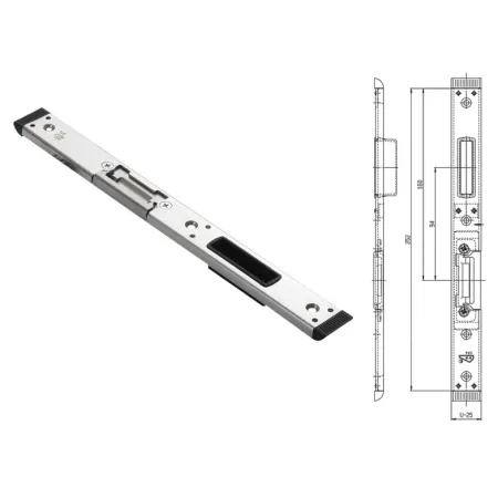 FUHR Zaczep zamka głównego RFH57579RX- prawy 4/U25x6,5 oś 13 mm Ocynk srebrny