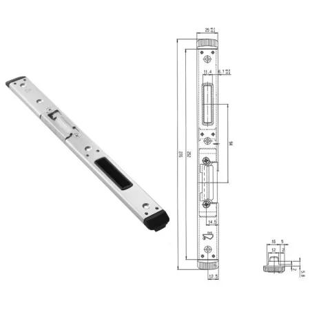 FUHR Zaczep zamka głównego ruchomy słupek prawy PVC oś 13mm 