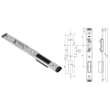FUHR Zaczep zamka głównego lewy U24x5 mm Stal szlachetna