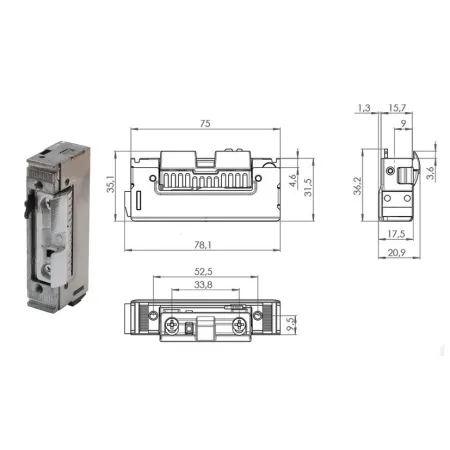 FUHR Elektrozaczep 31,5x17,5x78 mm 
