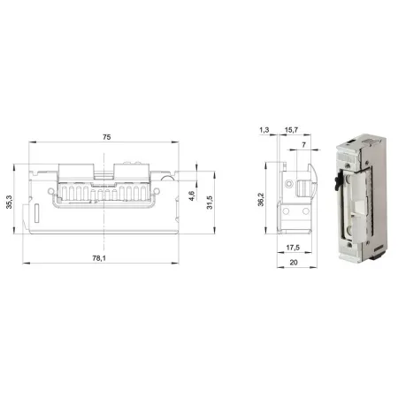 FUHR Elektrozaczep rewersyjny 31,5x17,5x78 mm – 24V 