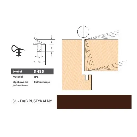Deventer Uszczelka do drzwi wewnętrznych S485 – 150 m Dąb rustykalny