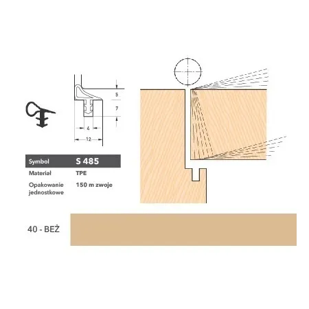 Deventer Uszczelka do drzwi wewnętrznych S485 – 150 m Beżowy