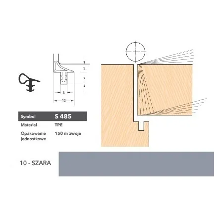 Deventer Uszczelka do drzwi wewnętrznych S485 – 150 m Szary