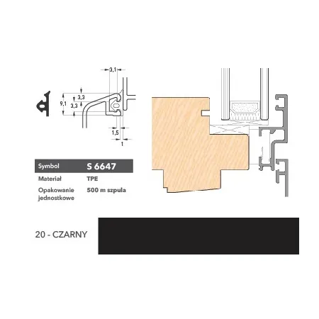 Deventer Uszczelka okienna S6647 – 400 m Czarny