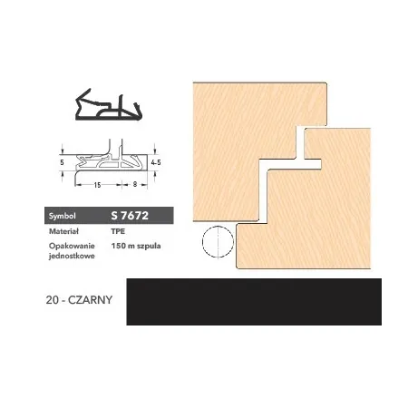 Deventer Uszczelka do drzwi zewnętrznych S7672 – 150 m Czarny