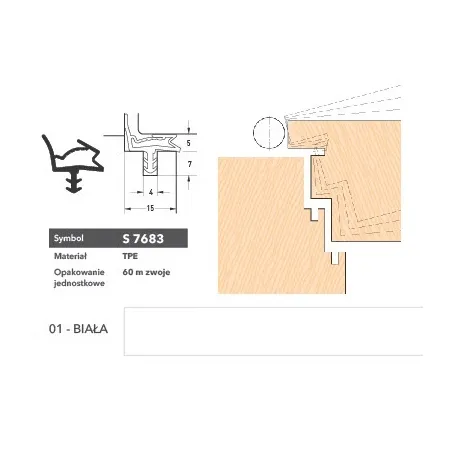 Deventer Uszczelka do drzwi wewnętrznych S7683 – 120 m Biały