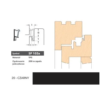 Deventer Uszczelka okienna krawędziowa SP103a - 200m Czarny