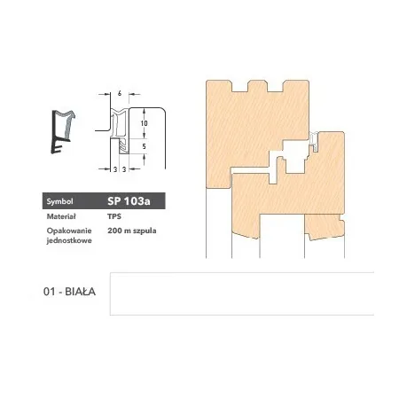 Deventer Uszczelka okienna krawędziowa SP103a - 200m Biały
