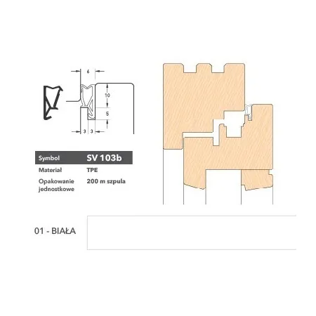 Deventer Uszczelka okienna krawędziowa SV103b - 200 m Biały