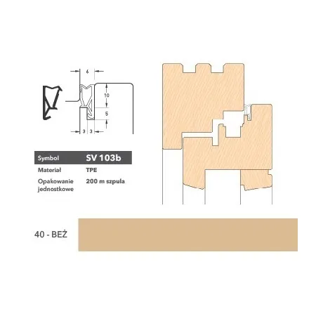 Deventer Uszczelka okienna krawędziowa SV103b - 200 m Beżowy