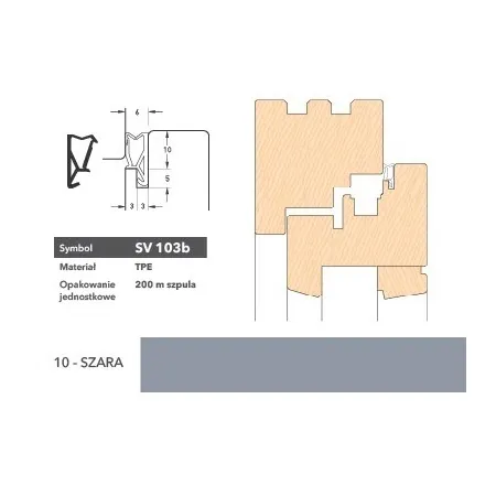 Deventer Uszczelka okienna krawędziowa SV103b - 200 m Szary