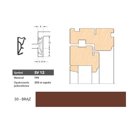 Deventer Uszczelka okienna przylgniowa SV12 – 200 m Brązowy