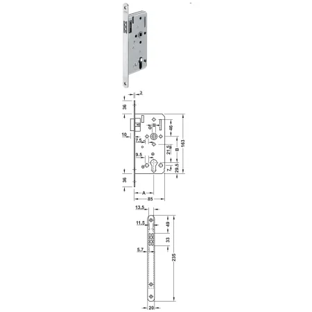 Hafele Zamek zapadkowy magnetyczny KFV 116 1/2 Wkładka profilowa Stal nierdzewna